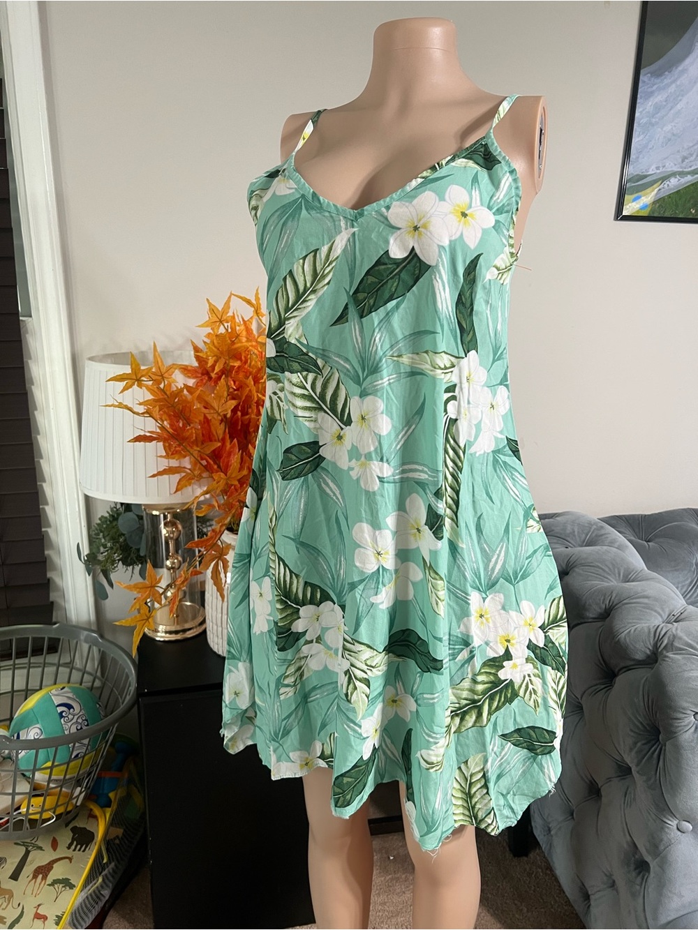 Puanani Mint Green Floral Hawaiian Dress